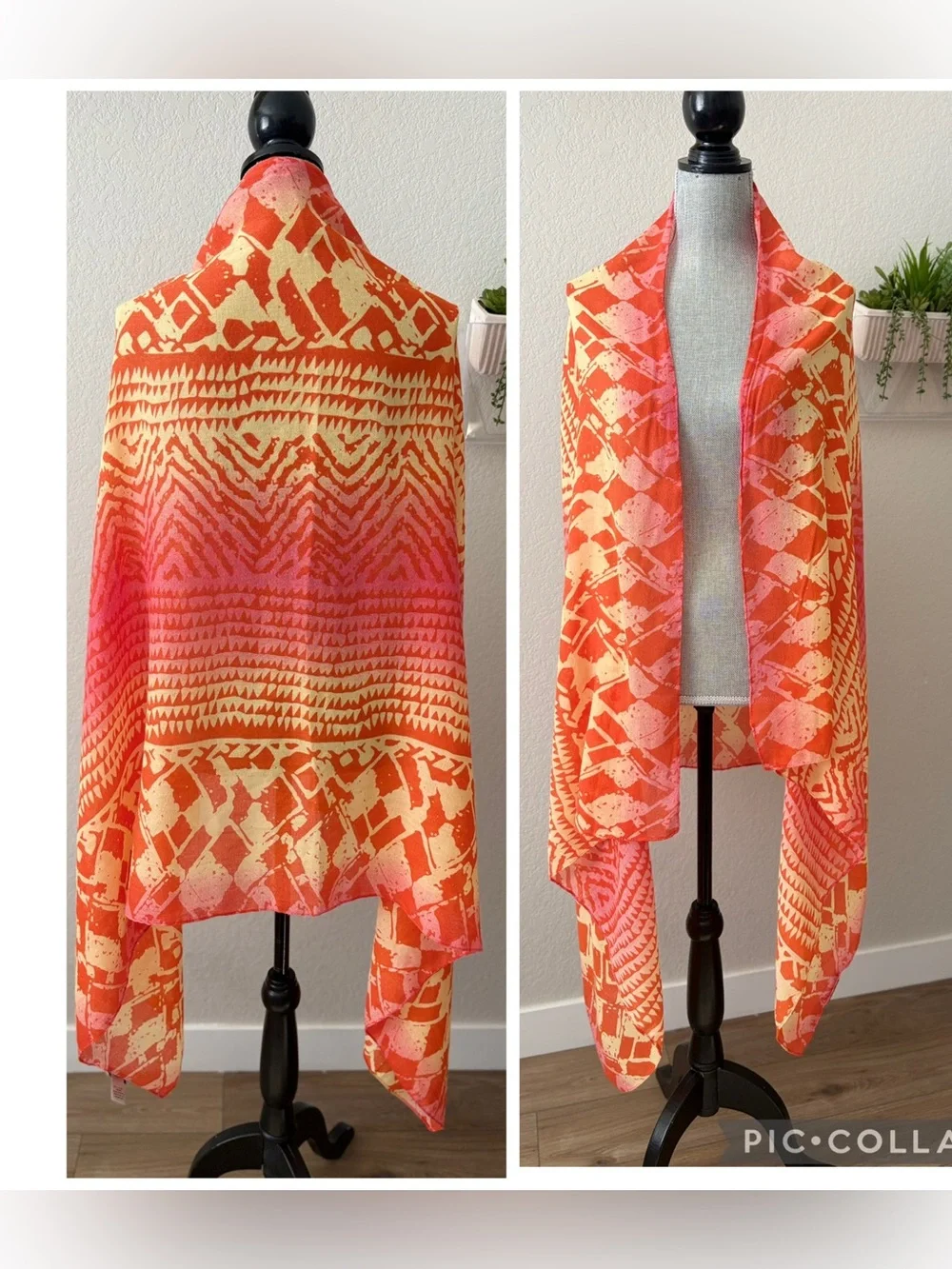 Olsenboye Orange Pink Scarf Wrap Shawl Beach Cover Up Boho